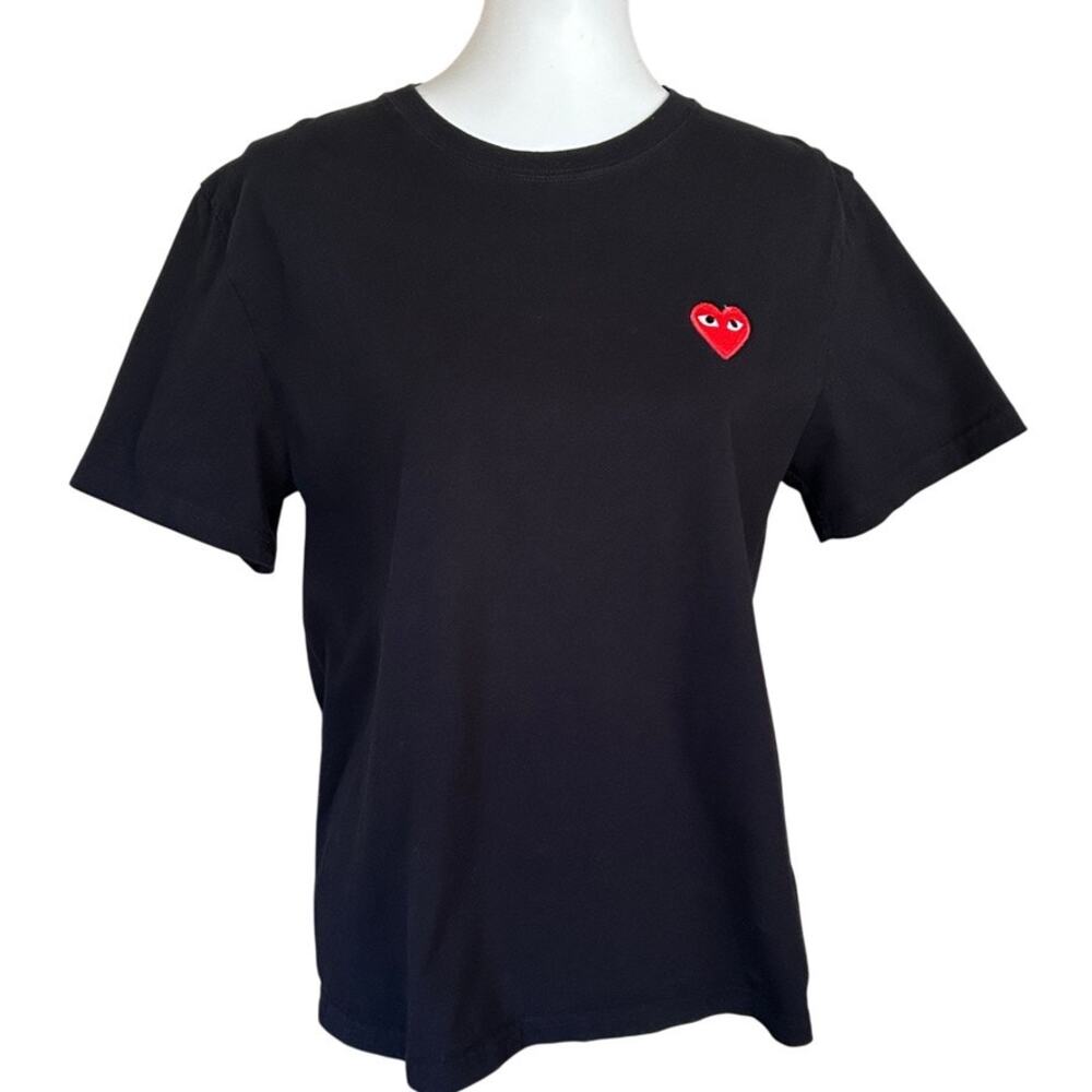 Authentic Comme des Garçons PLAY Red Heart Patch Black T-Shirt Women's XL